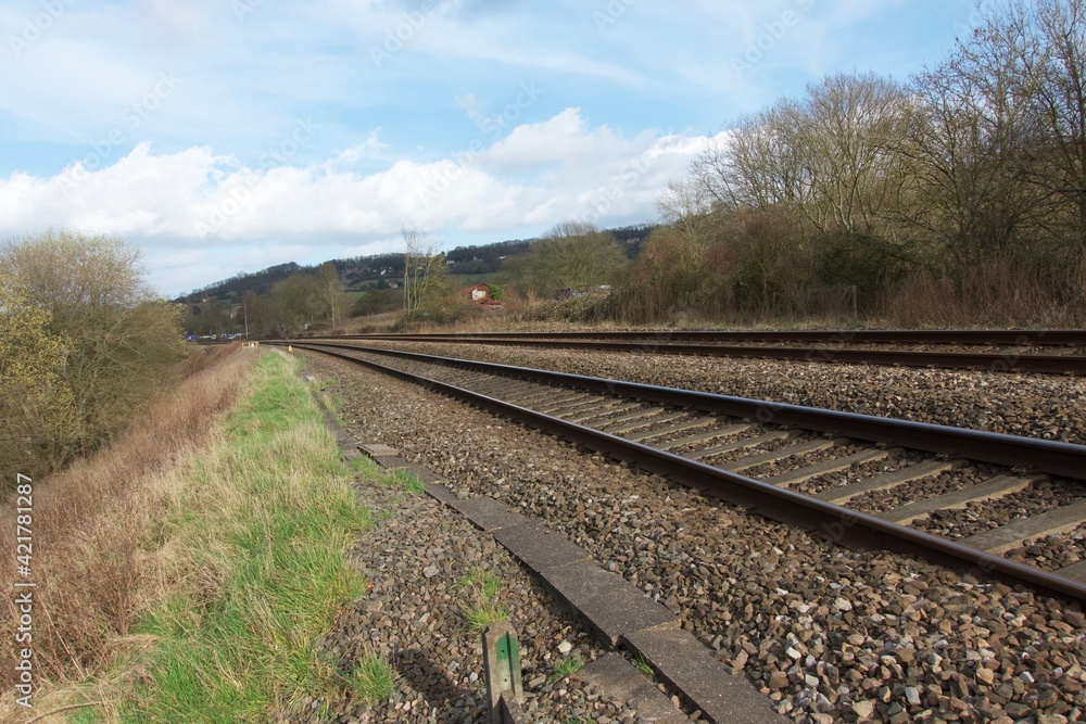 Inter-city mainline GWR train lines near Bath, UK