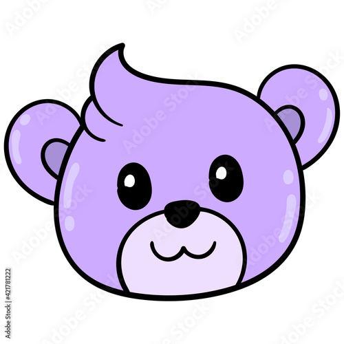 cute and cute purple bear cub head. doodle icon drawing