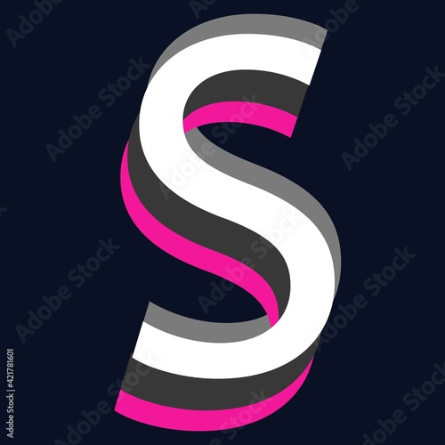 letter S monogram SSS consisting of three colors white, gray, pink