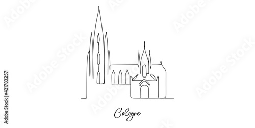 Cologne of Germany landmarks skyline - Continuous one line drawing