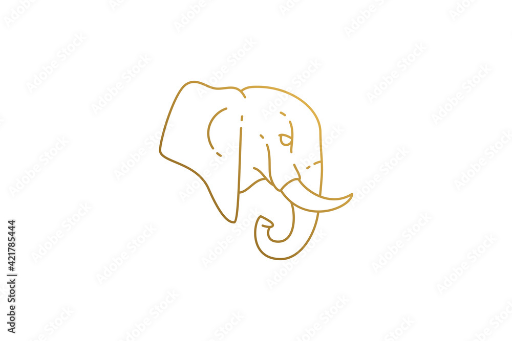 Elephant head side view silhouette linear vector illustration. Elephant head side view silhouette linear vector illustration.