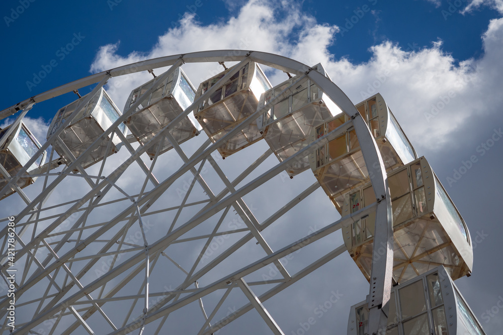 Kontraktova Square and attraction for tourists Ferris wheel in Kyiv, Ukraine
