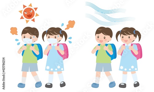 夏の登下校・マスク有無