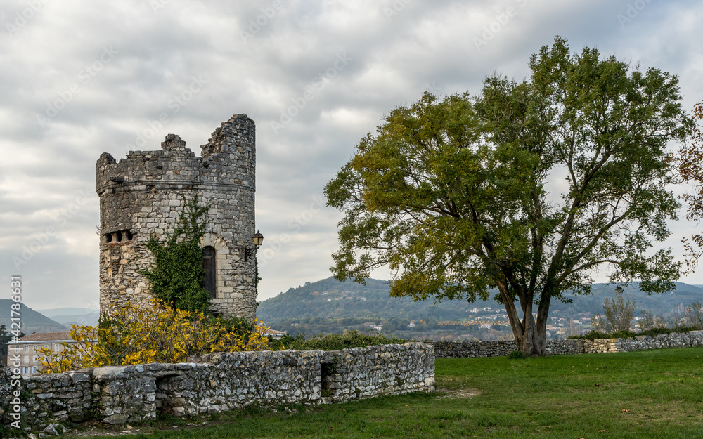 The Saint Vincent tower on the esplanade of Viviers in Ardèche The Saint Vincent tower on the esplanade of Viviers in Ardèche