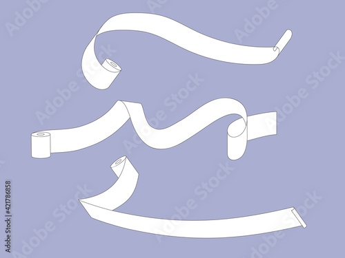 Collection of unwound rolls of toilet paper with place for text. Vector illustration