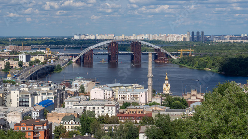 View of the Dnieper River and residential area in the capital of Ukraine, Kyiv