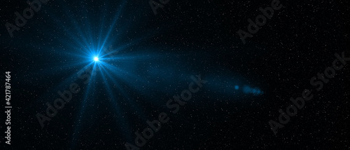Light optical lens explosion effect. Sun light ray lens flare, colorful flare light beam explosion effect, abstract glowing light effect background. 