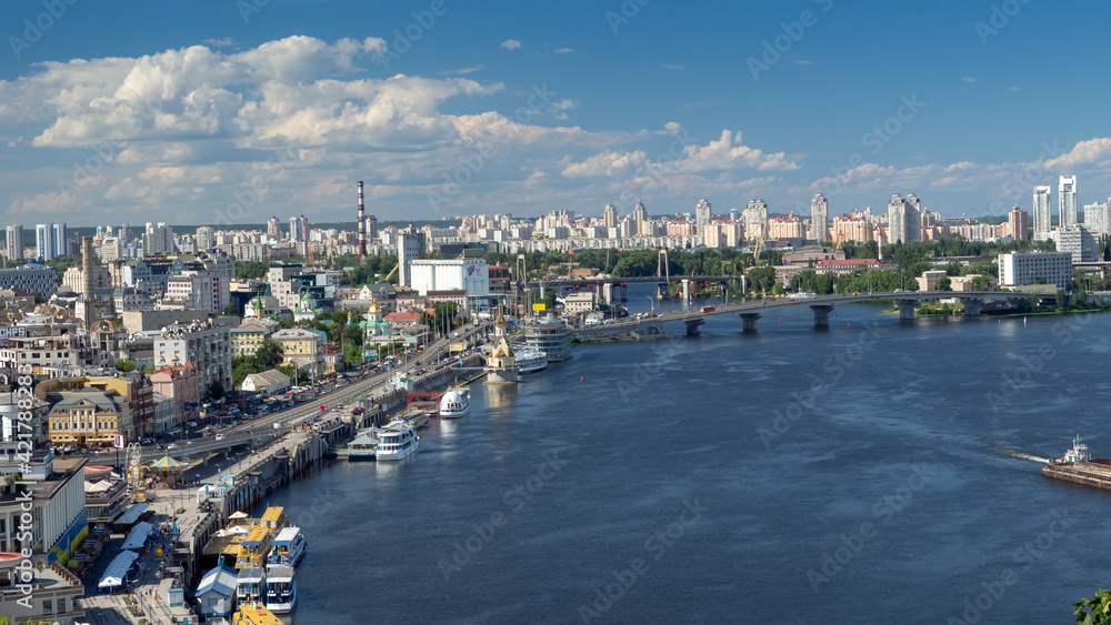 Cityscape and View of the Dnieper River in Kiev, Ukraine