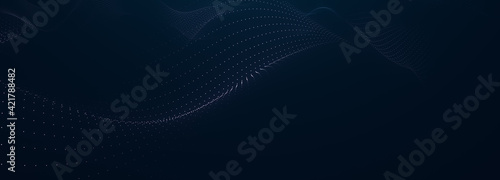 Beautiful abstract wave technology background. Blue light effect corporate concept background. Digital technology wave line dots background 
