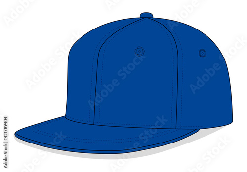 Blue Hip Hop Cap Template Vector On White Background.