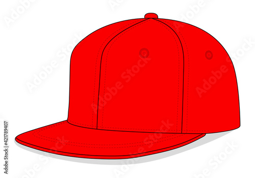 Red Hip Hop Cap Template Vector On White Background.