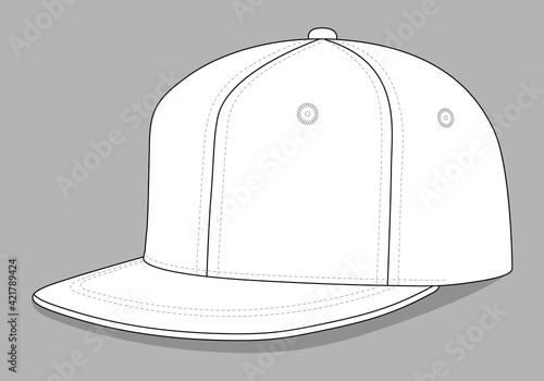 White Hip Hop Cap Template Vector On Gray Background.