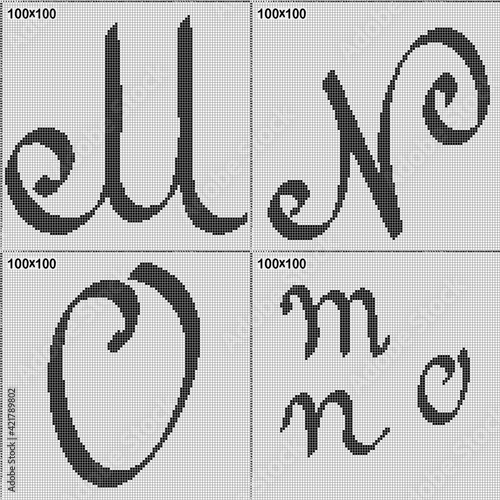 pattern for knitting or cross stitch - calligraphic letters
