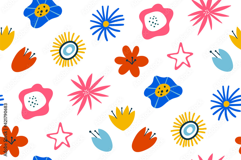 Seamless vector pattern for design and fashion prints. Floral seamless pattern. Vector design for paper, cover, fabric, interior decor. Scandinavian style. texture for children. summer and spring Seamless vector pattern for design and fashion prints. Floral seamless pattern. Vector design for paper, cover, fabric, interior decor. Scandinavian style. texture for children. summer and spring
