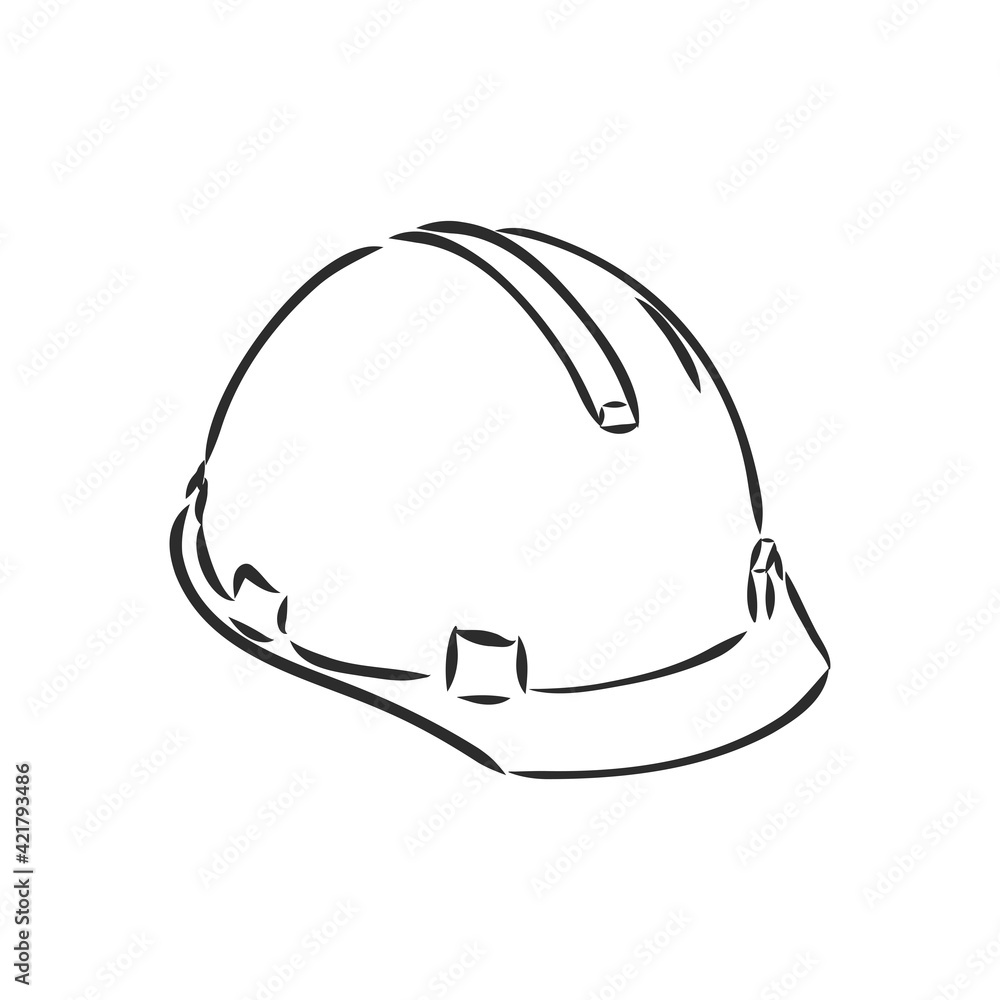 Engineer helmet hand drawn outline doodle icon. Hard hat vector sketch illustration for print, web, mobile and infographics isolated on white background. Manufacturing and consrtuction concept. Engineer helmet hand drawn outline doodle icon. Hard hat vector sketch illustration for print, web, mobile and infographics isolated on white background. Manufacturing and consrtuction concept.