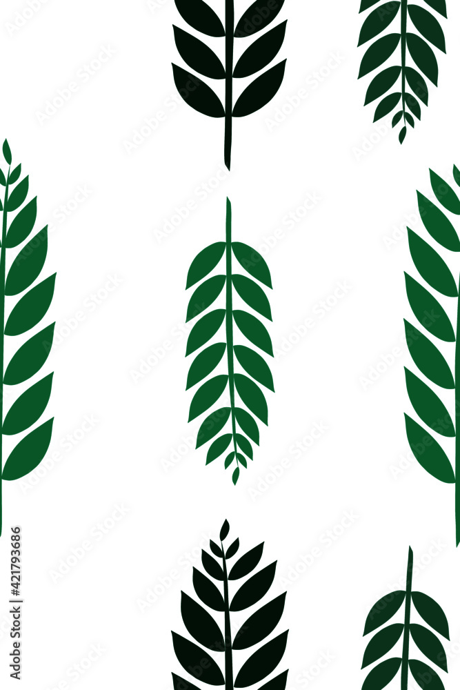 Fototapeta Seamless green leaf isolated on white background