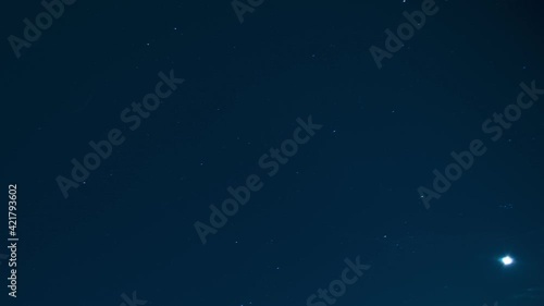 beautiful  blue starry sky in time lapse