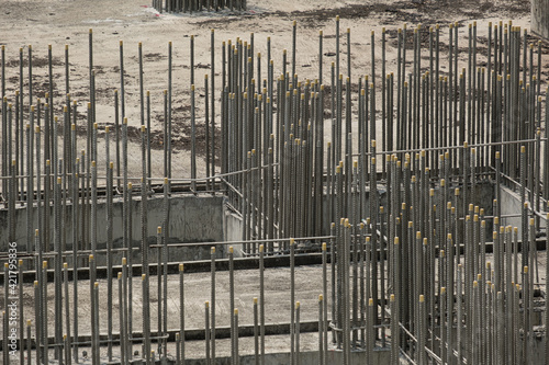 Steel bars are used to build buildings.