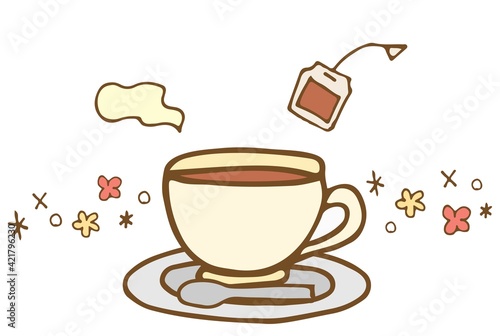 かわいい手描きの紅茶のイラスト