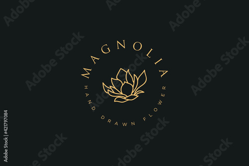 Wallpaper Mural Hand drawn vector magnolia flowers logo illustration