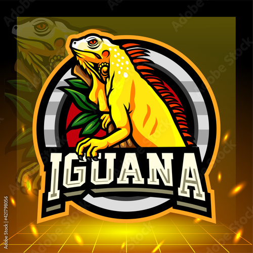 Yellow iguana mascot. esport logo design