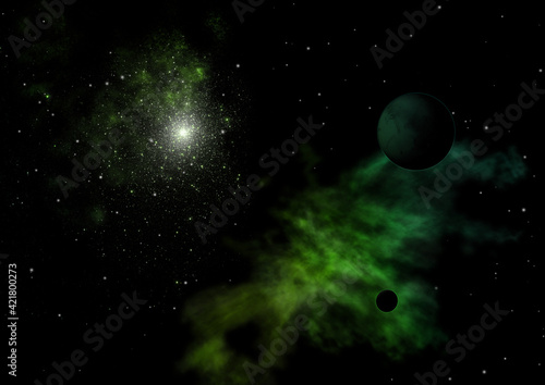 Fototapeta Naklejka Na Ścianę i Meble -  Planet in a space against stars. 3D rendering.