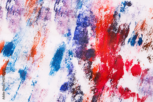 brush strokes with paint on paper. blue and purple