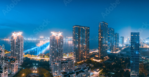 Night view of Wenzhou City  Zhejiang Province  China