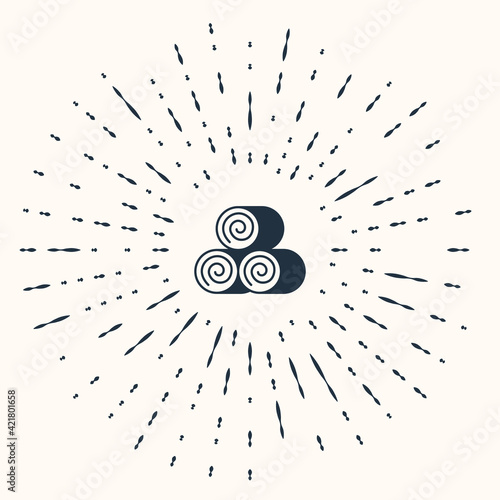 Grey Roll of hay icon isolated on beige background. Abstract circle random dots. Vector