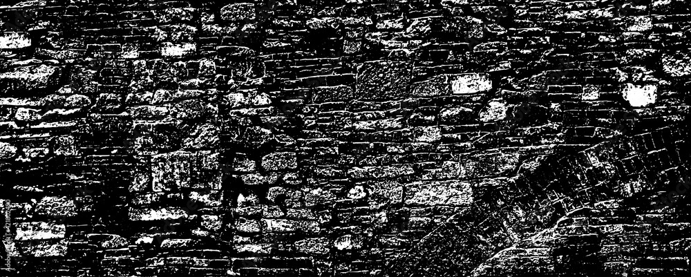 Fototapeta premium Old&nbsp;grungy&nbsp;retro&nbsp;dirty&nbsp;dusty&nbsp;brick&nbsp;wall&nbsp;of&nbsp;ancient&nbsp;city.&nbsp;Uneven&nbsp;pitted&nbsp;peeled&nbsp;surface&nbsp;brickwork&nbsp;of&nbsp;cellar&nbsp;worn.&nbsp;Ruined&nbsp;shabby&nbsp;stiff&nbsp;blocks.&nbsp;Hard&nbsp;solid&nbsp;messy&nbsp;ragged&nbsp;holes&nbsp;brickwall&nbsp;for&nbsp;3D&nbsp;grunge&nbsp;design