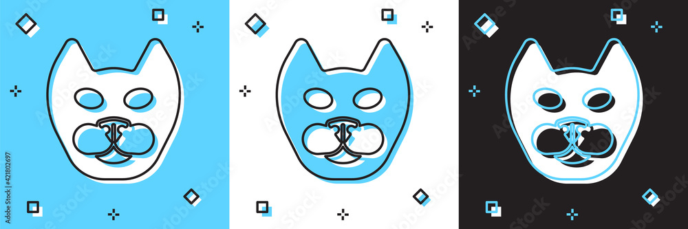 Set Cat icon isolated on blue and white, black background. Vector Set Cat icon isolated on blue and white, black background. Vector