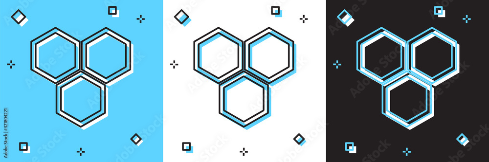 Set Honeycomb icon isolated on blue and white, black background. Honey cells symbol. Sweet natural food. Vector Set Honeycomb icon isolated on blue and white, black background. Honey cells symbol. Sweet natural food. Vector