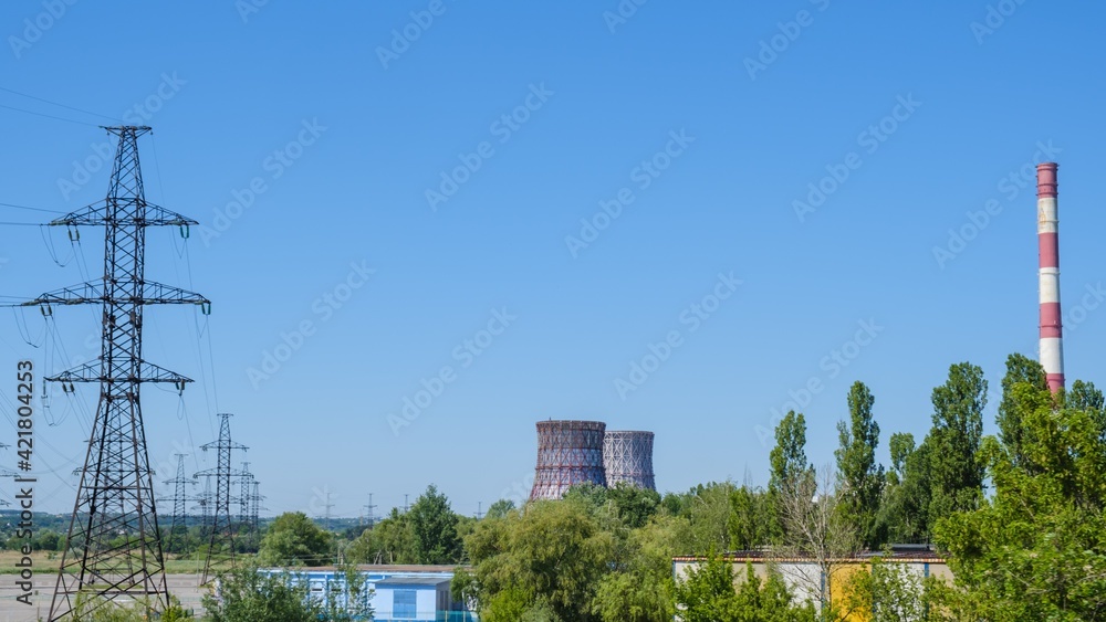 Fototapeta premium Electric supply sky metal industrial. engineering