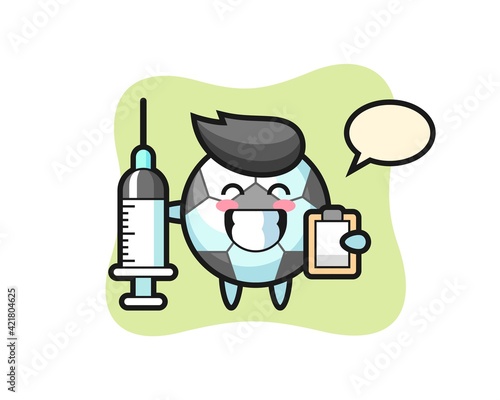 Cartoon mascot of football as a doctor
