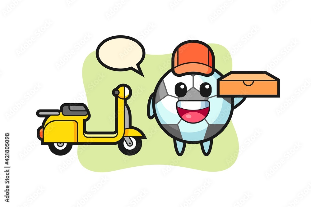 Character illustration of football as a pizza deliveryman Character illustration of football as a pizza deliveryman