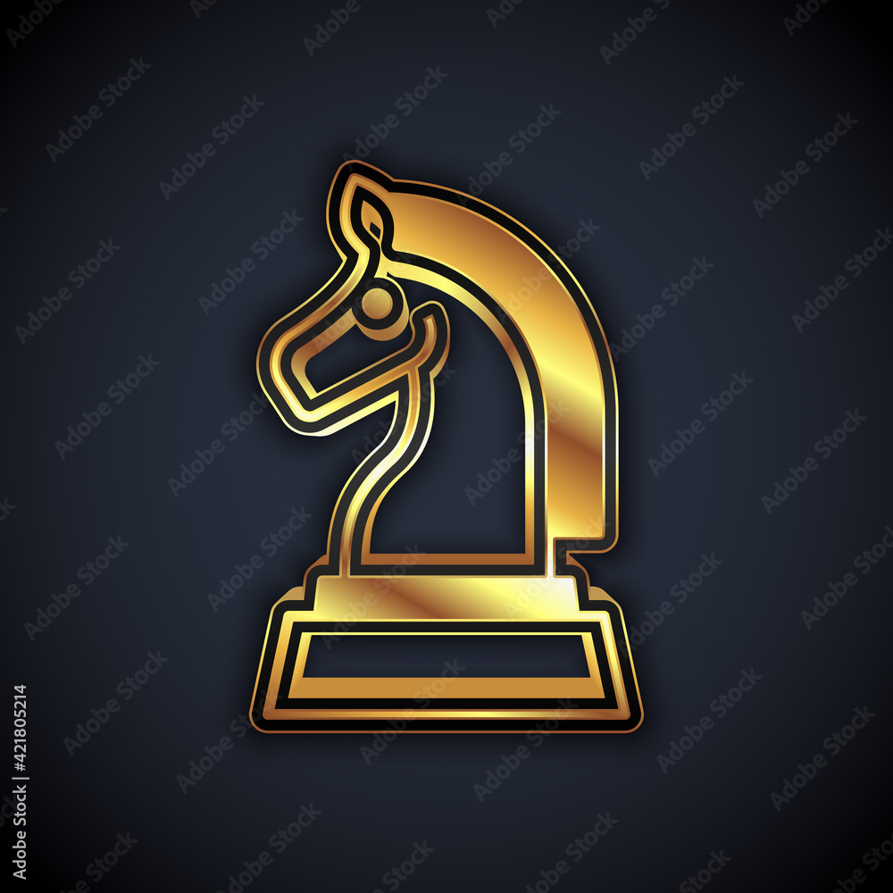 Gold Chess icon isolated on black background. Business strategy. Game, management, finance. Vector Gold Chess icon isolated on black background. Business strategy. Game, management, finance. Vector