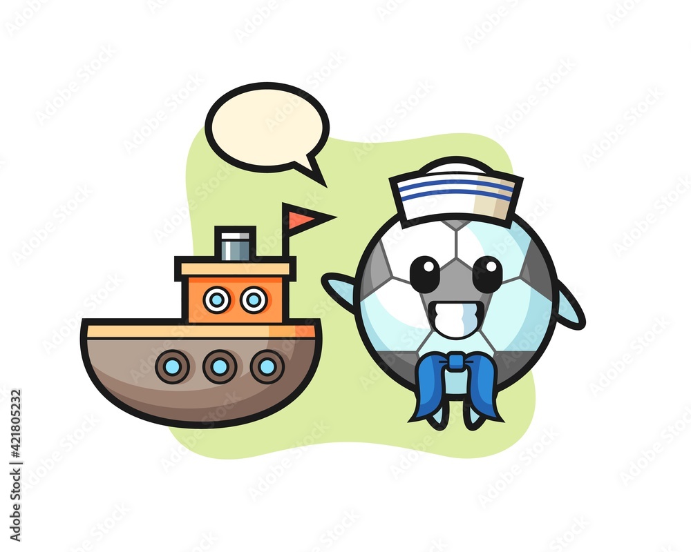 Character mascot of football as a sailor man Character mascot of football as a sailor man