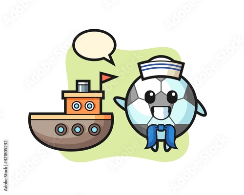 Character mascot of football as a sailor man