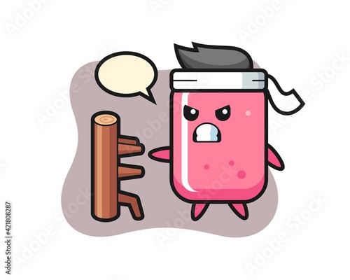 Bubble gum cartoon illustration as a karate fighter