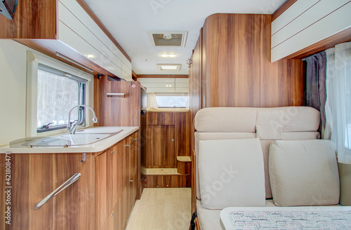 Canvas Print interior of a mobile home. Motorhome inside.