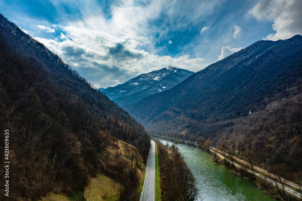 Road near river. Bosnia and Herzegowina. Zenica Road near river. Bosnia and Herzegowina. Zenica