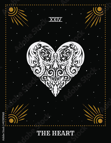 tarot card "the heart". Occult, fortune telling, tapestry