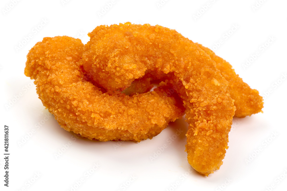 Shrimps in breadcrumbs, isolated on white background. High resolution image Shrimps in breadcrumbs, isolated on white background. High resolution image