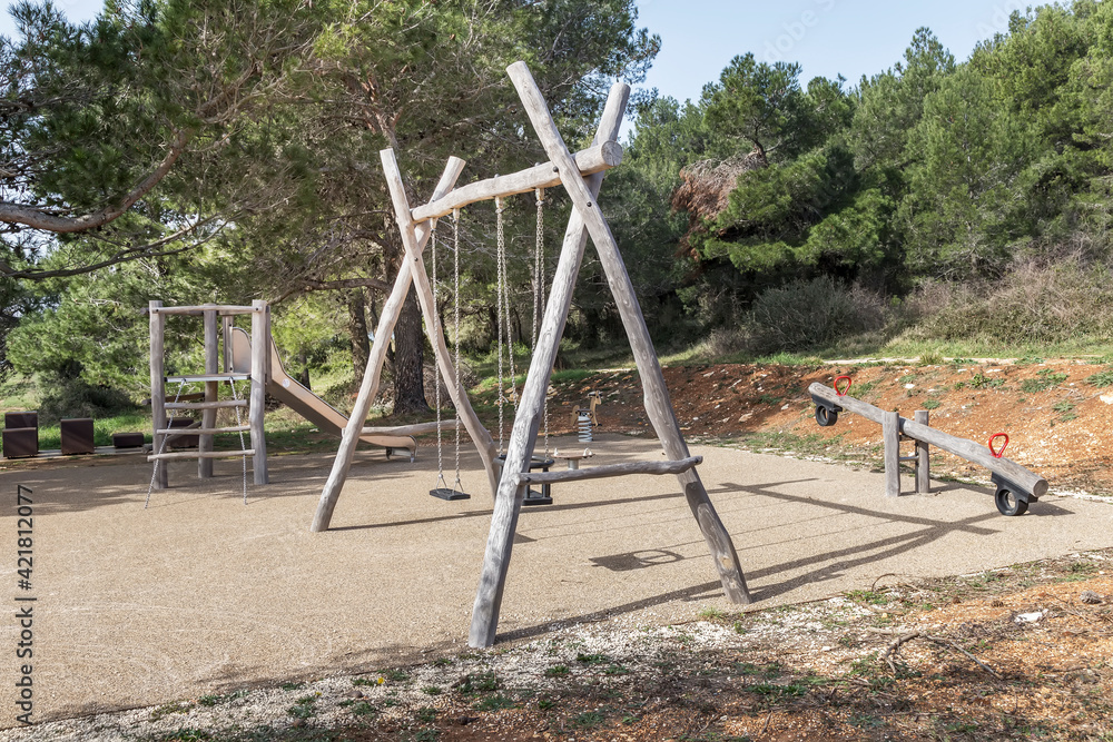 Fototapeta premium Wooden children's playground