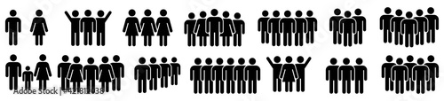 team icon set, team person, crowd, group, population isolated on white background, Vector illustration photo