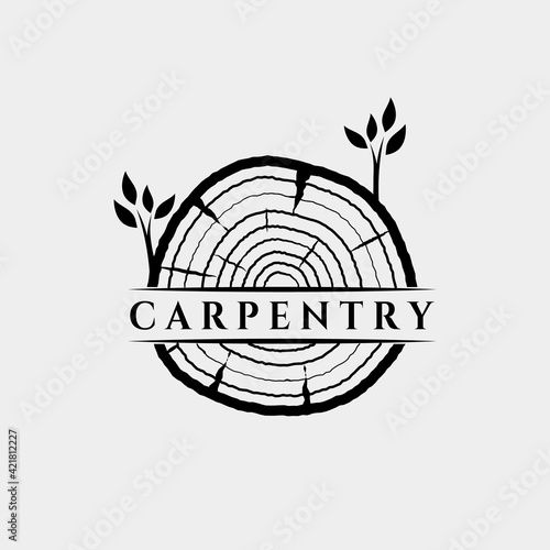 slice wood carpentry logo vector illustration design