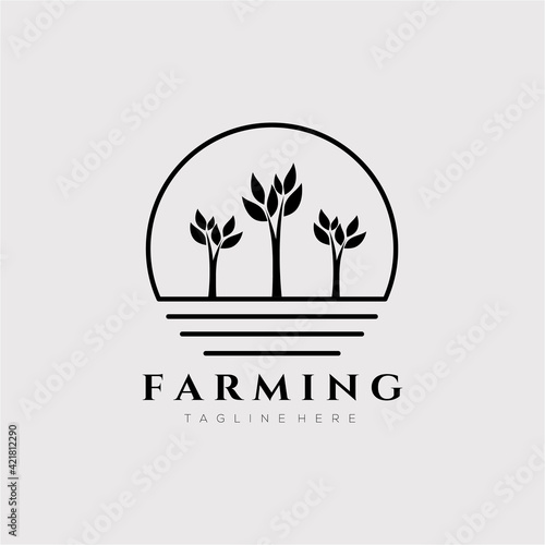 three tree farming logo vector illustration design