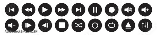 Media Player Buttons icon set, Play and pause buttons sign isolated on white background, vector illustration
