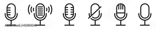 Microphone icon set,  retro Microphone isolated on white background, Vector illustrarion