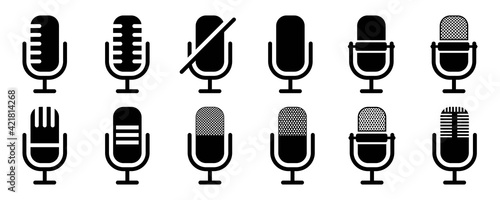 Microphone icon set,  retro Microphone isolated on white background, Vector illustrarion